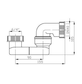 Odpadový vaňový sifón 6/4" DN40 bez ventila