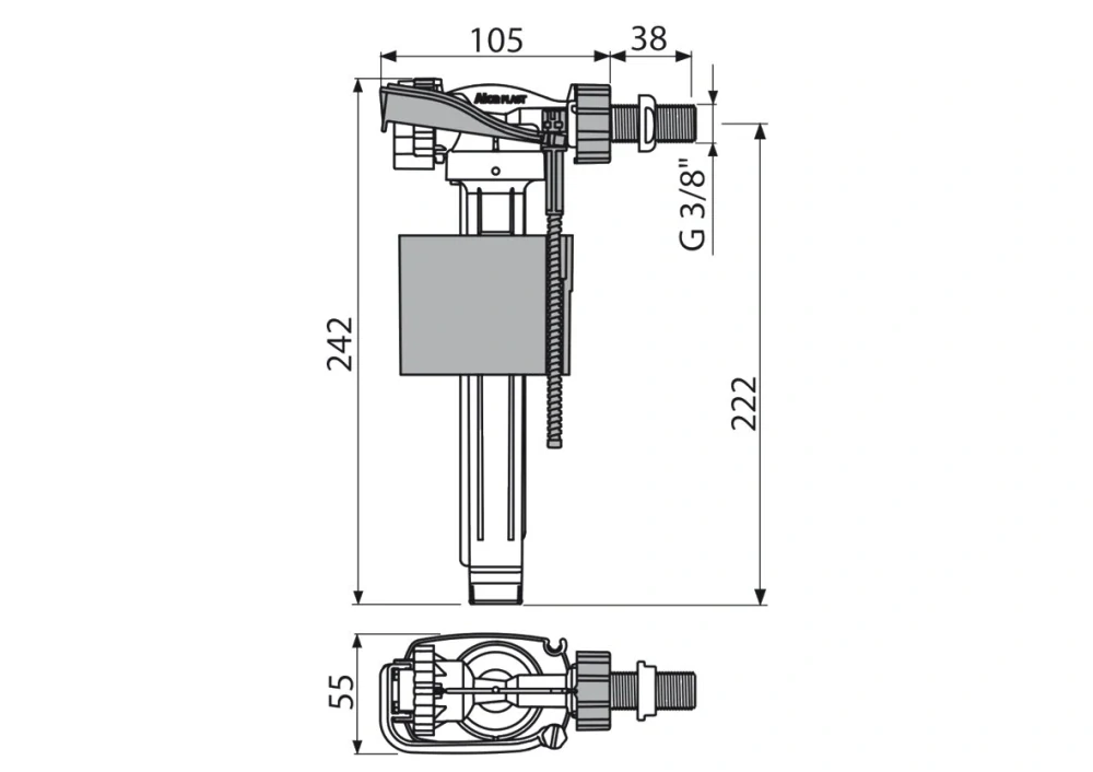 Bočný napúšťací ventil 3/8" vhodný pre keramické nádržky.