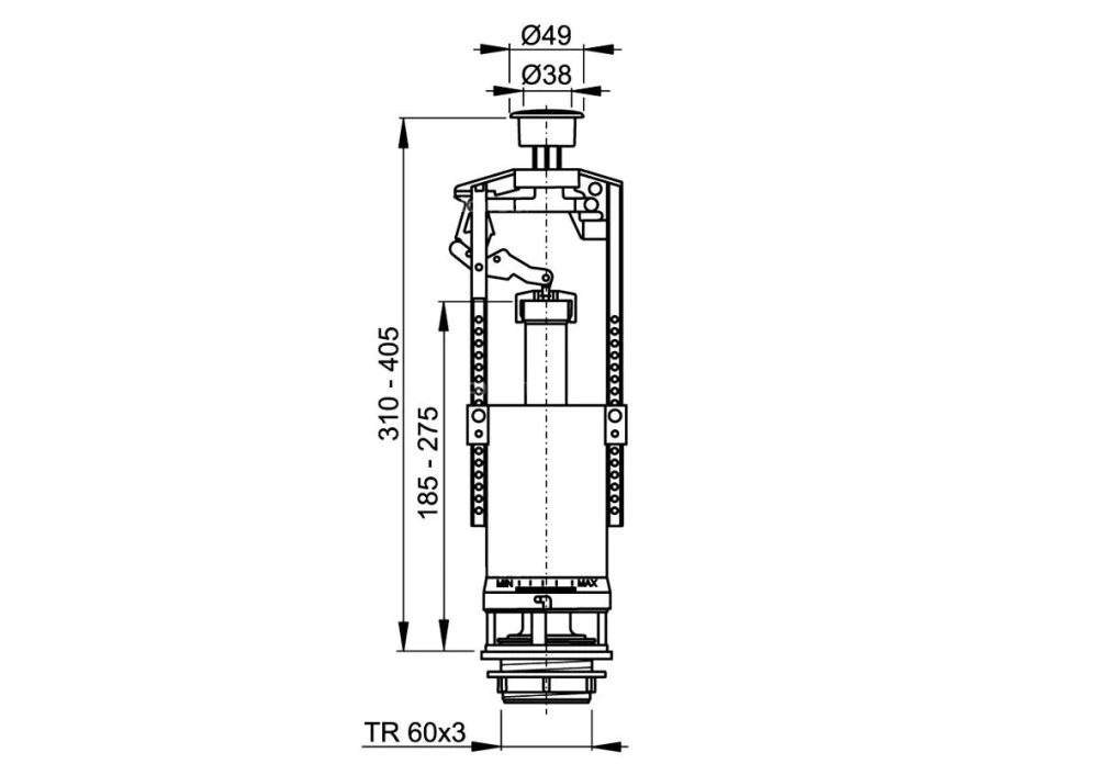  Univerzálny vypúšťací ventil Alca Plast A2000 s funkciou STOP tlačidla