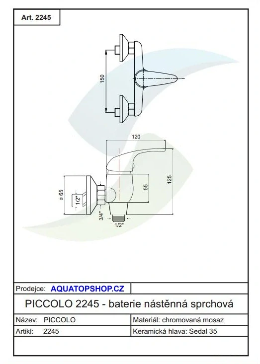 Sprchová batéria bez príslušenstva ,rozteč 100 mm