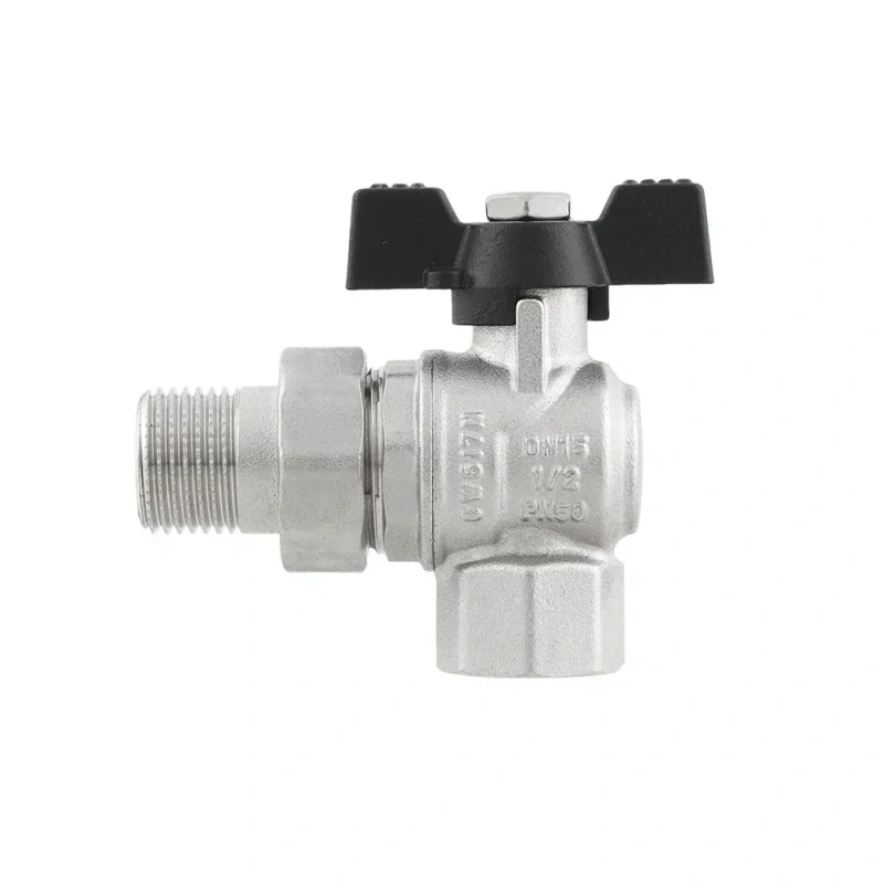 Guľový ventil rohový 1/2" PN50 s rozoberateľným šróbením a upchávkou