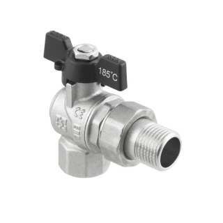 Guľový ventil rohový 3/4" PN40 s rozoberateľným šróbením a upchávkou