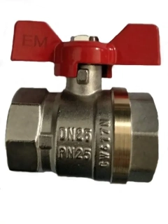 Mosadzný guľový ventil 1/2" FF motýľ PN 25