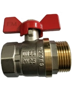 Mosadzný guľový ventil 3/4" MF motýľ PN 25